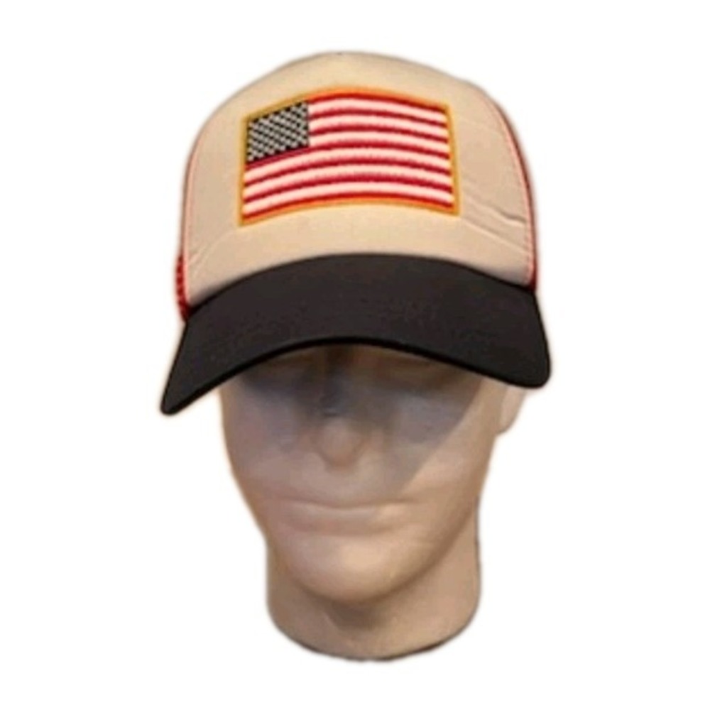 American Flag Embroidered Red White & Blue‎ Snapback Mesh Trucker Hat NEW Unisex